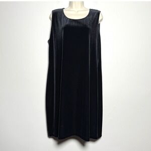 Coldwater Creek Womens Velvet Dress PXL Black Scoop Neck 90s Gilmore Whimsigoth